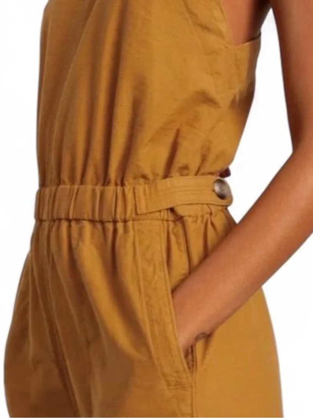 Everlane The Fatigue Apron Jumpsuit Amber Gold Organic Cotton Linen Blend Size 4